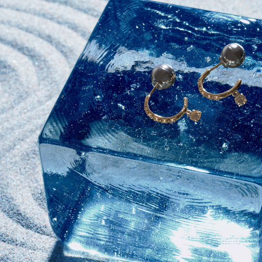 K18 Hoop Swing Diamond Pierced Earrings＿ダイヤモンドフープピアス