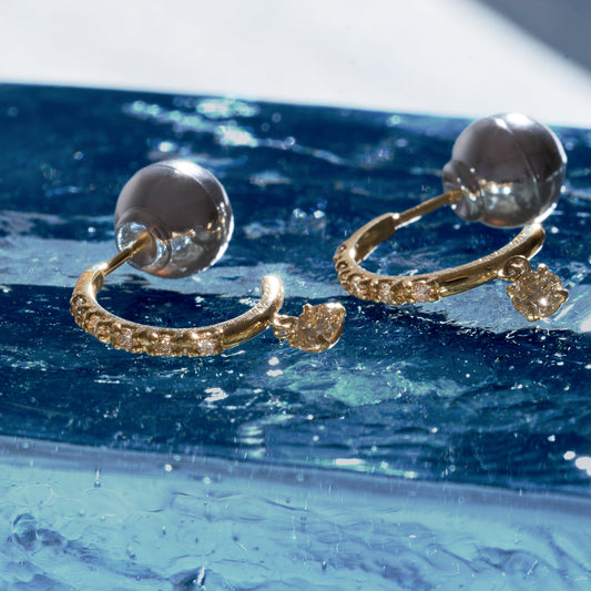 K18 Hoop Swing Diamond Pierced Earrings＿ダイヤモンドフープピアス