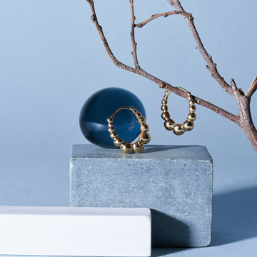 K18 Gradient Ball Hoop Pierced Earrings＿グラデーションボールフープピアス