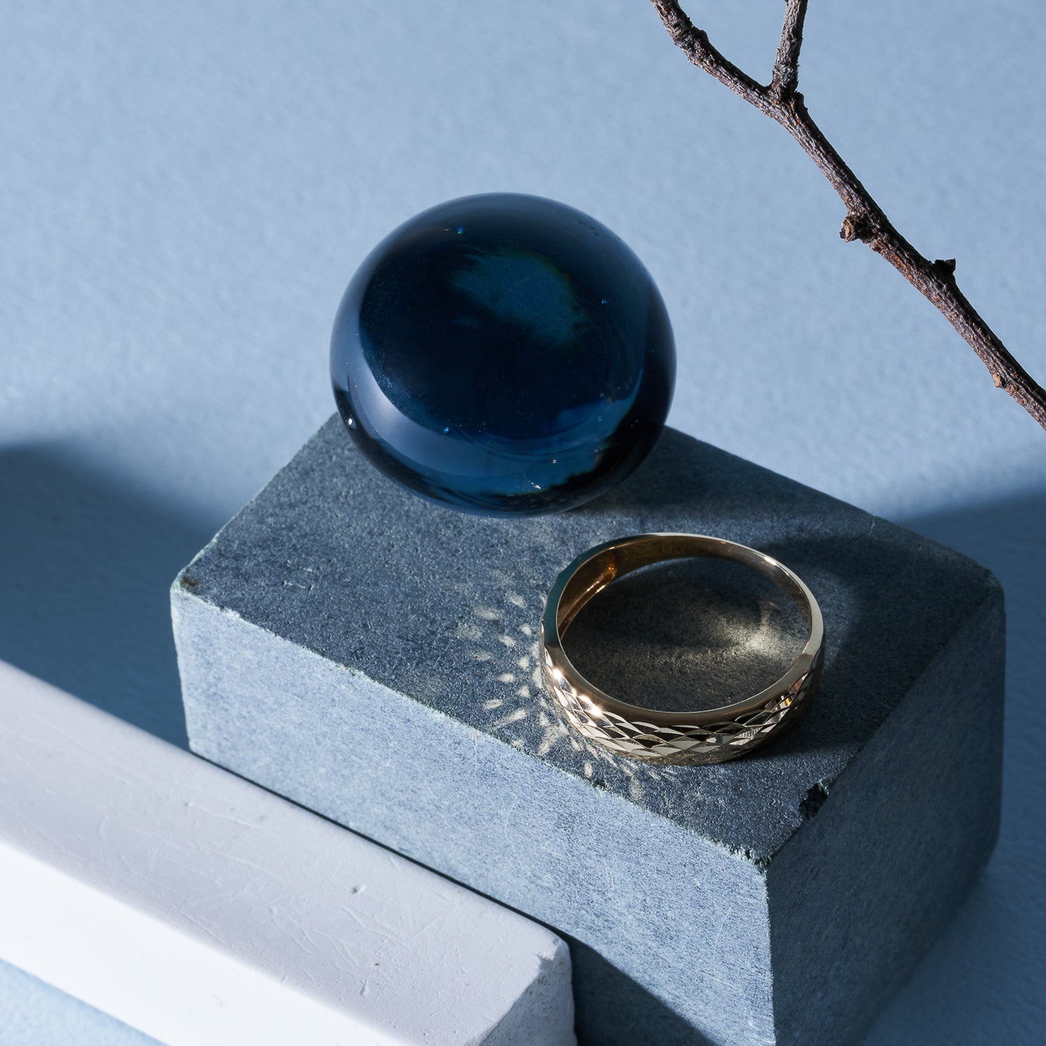 K18 Mirror-Cut Wide Ring＿ミラーカットワイドリング