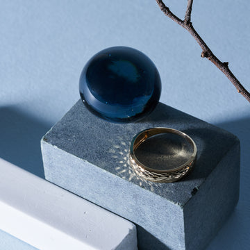 K18 Mirror-Cut Wide Ring＿ミラーカットワイドリング