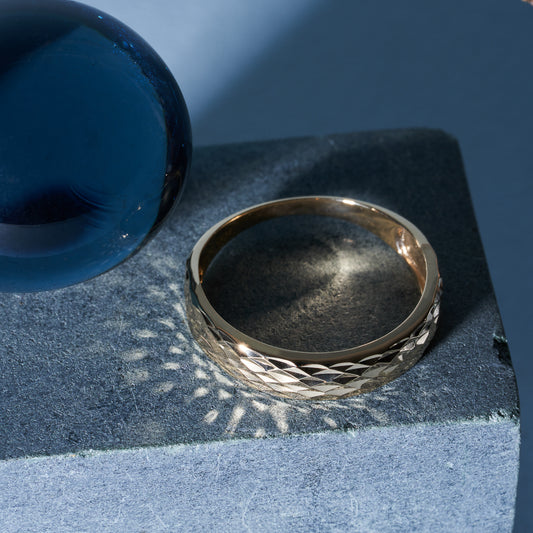 K18 Mirror-Cut Wide Ring＿ミラーカットワイドリング