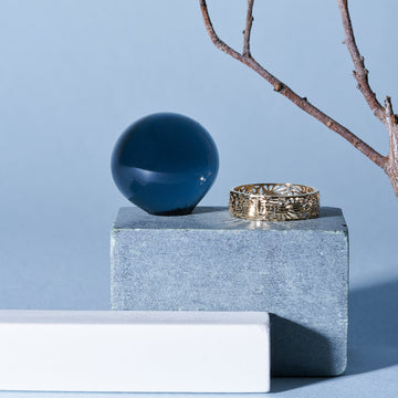 K18 Openwork Random Cut Wide Ring＿透かしデザインワイドリング