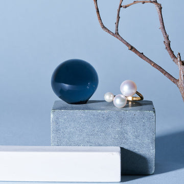 K18 Adjustable Ring with Three Akoya Pearls (4 / 6 / 8mm)＿アコヤ真珠フリーサイズリング