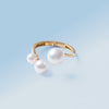 K18 Adjustable Ring with Three Akoya Pearls (4 / 6 / 8mm)＿アコヤ真珠フリーサイズリング