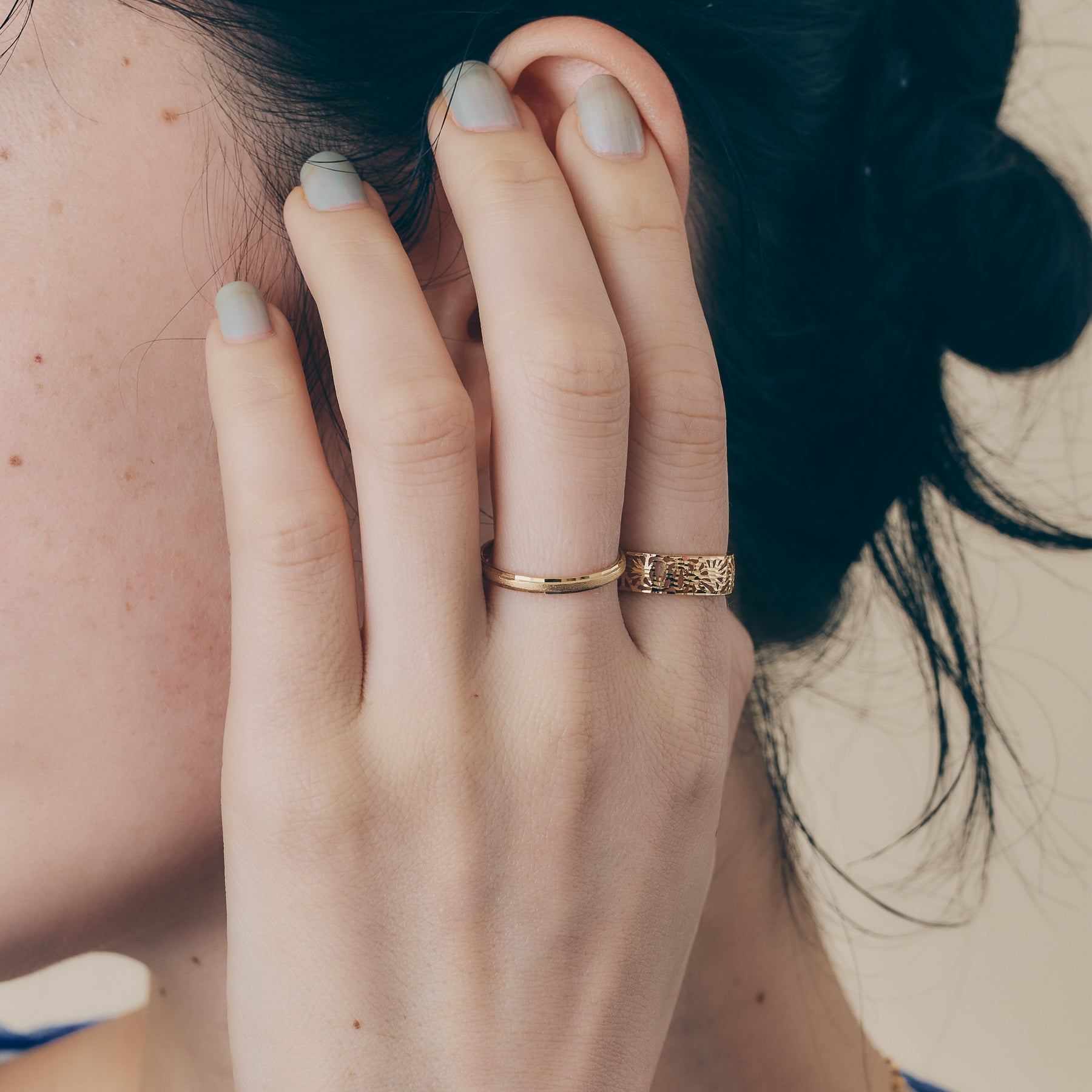 K18 Matte Mirror-Cut Design Ring＿マットミラーカットデザインリング