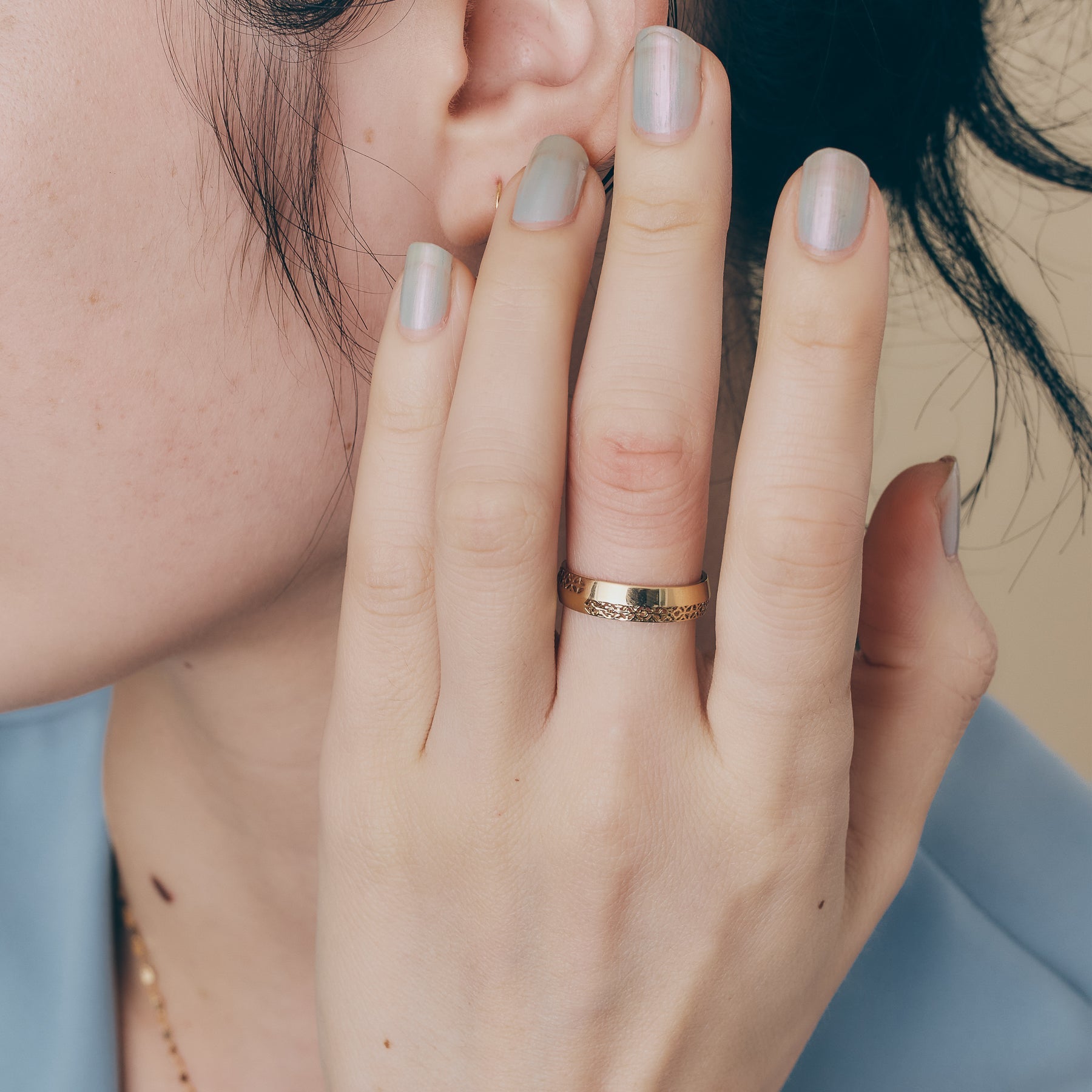 K18 Openwork Combination Design Ring YG/PG/WG＿コンビネーション