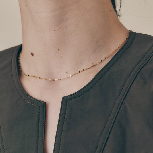 Gold Petal Chain Necklace(38cm)＿ペタル チェーン ネックレス