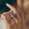 K18/Pt900 Double Pearl Free-Size Ring(8.5mm)＿K18/Pt900 ダブルパール フリーサイズリング