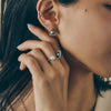 K18/Pt900 Double Pearl Free-Size Ring(8.5mm)＿K18/Pt900 ダブルパール フリーサイズリング