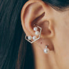 K18WG Akoya Pearl & Diamond Stud Earrings(6.5mm, 0.02ct×2)＿K18WG 花珠アコヤ真珠 ダイヤモンドピアス