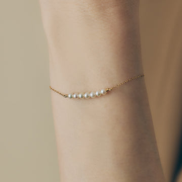 Gold akoya Bracelet ＿K18 あこや 3-3.5mm チェーンブレスレット