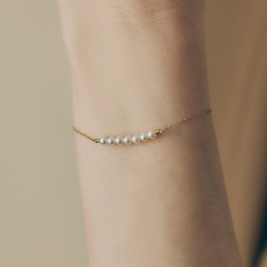 Gold akoya Bracelet ＿K18 あこや 3-3.5mm チェーンブレスレット