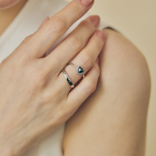 Pt950 Black Diamond Heart Shape Ring＿Pt950 ブラックダイヤ ハートシェイプリング