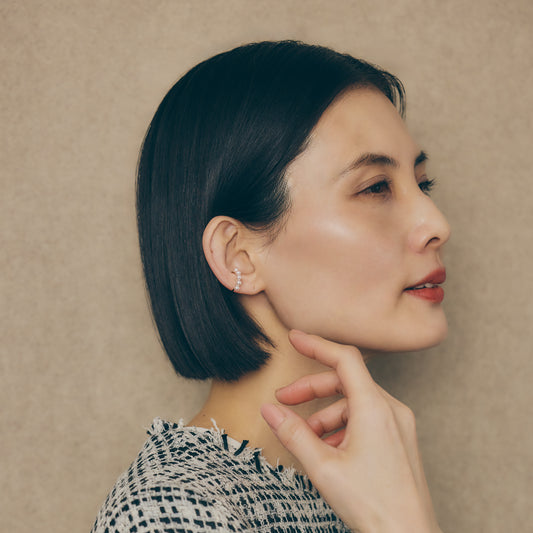 K18 Akoya Pearl 5-Stone Ear Cuff(3.6mm)＿K18 アコヤ真珠 5珠イヤーカフ