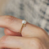 K18 Free-Size Akoya Pearl & Diamond Ring(6.5mm, 0.05ct)＿K18 アコヤ真珠 ダイヤモンド フリーサイズリング