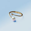 K18 Adjustable Ring with 6mm Akoya Pearl and 0.1ct Diamond＿アコヤ真珠/ダイヤフリーサイズリング