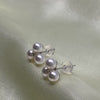 K18 Triple Akoya Pearl & Diamond Flower Earrings(5-5.5mm)＿K18 3珠アコヤ真珠 ダイヤモンドフラワーピアス