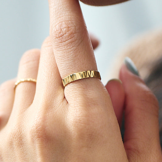 K18 Crush Line Cut Design Ring＿K18 クラッシュラインカット デザインリング