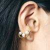 Akoya Pearl 4Stone hexagon Cuff(4.5-5mm)＿あこや真珠 4珠 六角形 イヤーカフ