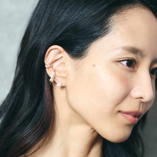 K18WG Akoya Pearl & Diamond Stud Earrings(7.5mm, 0.02ct×2)＿K18WG 花珠アコヤ真珠 ダイヤモンドピアス (コピー)
