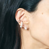 K18WG Akoya Pearl & Diamond Stud Earrings(6.5mm, 0.02ct×2)＿K18WG 花珠アコヤ真珠 ダイヤモンドピアス