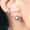 Pt900 Akoya & Black Pearl Asymmetry Earrings(8.5mm)＿Pt900 アコヤ＆黒蝶真珠 アシンメトリーピアス