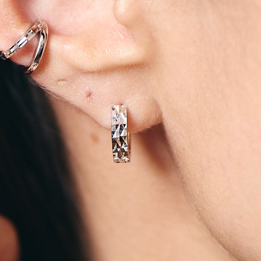 K18 Bumpy Face Combo Hoop Earrings＿K18 バンピーフェイス コンビカラーフープピアス