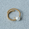 K18 Free-Size Akoya Pearl & Diamond Ring(6.5mm, 0.05ct)＿K18 アコヤ真珠 ダイヤモンド フリーサイズリング