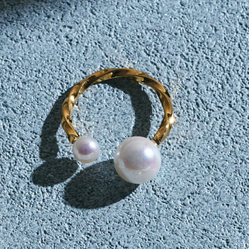2 Way Ring & Ear Cuff with Akoya Pearl (8mm / 4.5mm)＿あこや真珠 ２ウェイリング＆イヤーカフ