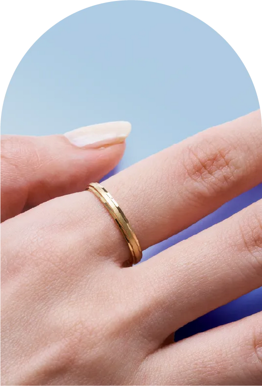 K18 Mirror-Cut Wide Ring＿ミラーカットワイドリング