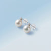 K18WG Akoya Pearl & Diamond Stud Earrings(6.5mm, 0.02ct×2)＿K18WG 花珠アコヤ真珠 ダイヤモンドピアス