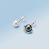 Pt900 Akoya & Black Pearl Asymmetry Earrings(8.5mm)＿Pt900 アコヤ＆黒蝶真珠 アシンメトリーピアス